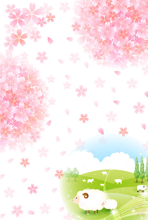  Sheep greeting cards backgroundのイラスト素材