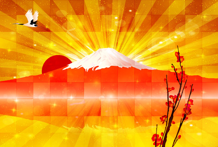 Fuji sunrise backgroundのイラスト素材