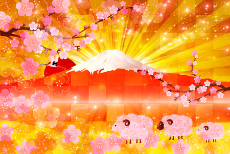 Fuji sheep greeting cardsのイラスト素材