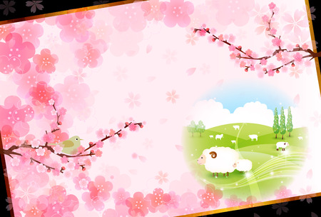 Sheep greeting cards backgroundのイラスト素材
