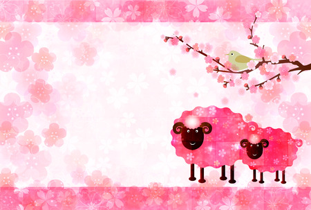 Sheep greeting cards backgroundのイラスト素材
