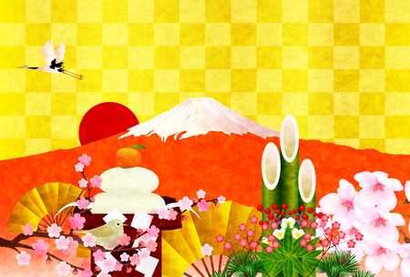 Fuji greeting cards backgroundの写真素材
