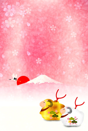 Cherry Fuji New Year \ &#39;s cardのイラスト素材