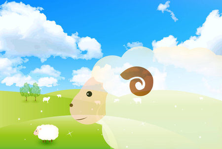 Sheep background greeting cardsのイラスト素材