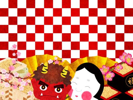 Setsubun demon backgroundのイラスト素材