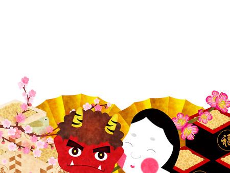 Setsubun demon backgroundのイラスト素材