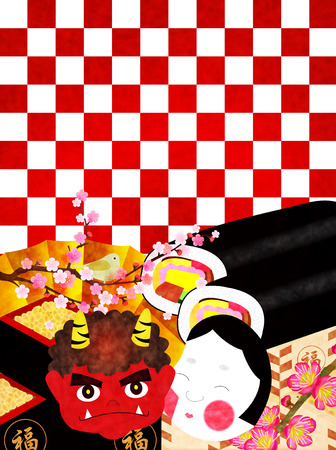 Setsubun demon backgroundのイラスト素材