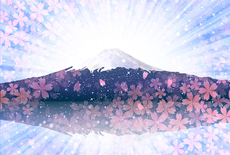 Cherry Fuji backgroundのイラスト素材