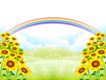 Sunflower sky backgroundのイラスト素材