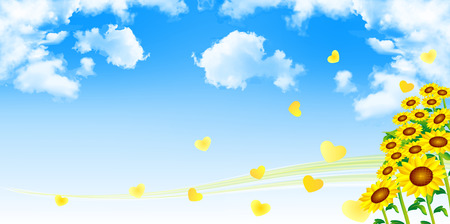 Sunflower sky backgroundのイラスト素材