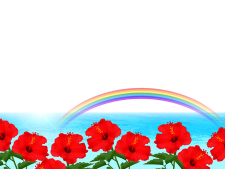 Hibiscus sea backgroundのイラスト素材