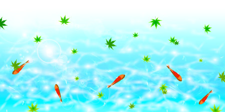 Goldfish maple backgroundのイラスト素材