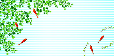 Goldfish maple backgroundのイラスト素材