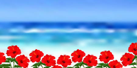 Hibiscus sea backgroundのイラスト素材