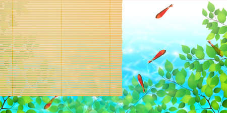 Goldfish summer greeting backgroundのイラスト素材