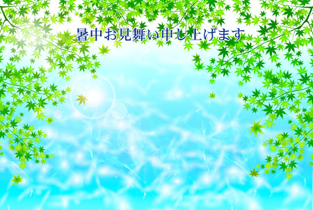 Maple pond summer greetingのイラスト素材
