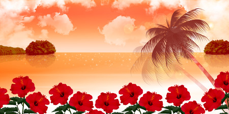 Sunset sea backgroundのイラスト素材