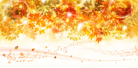 Maple autumn leaves noteのイラスト素材