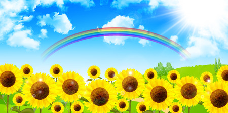 Sunflower sky backgroundのイラスト素材