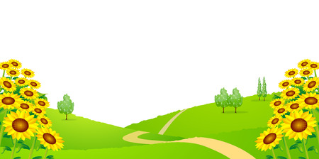 Sunflower meadow backgroundのイラスト素材