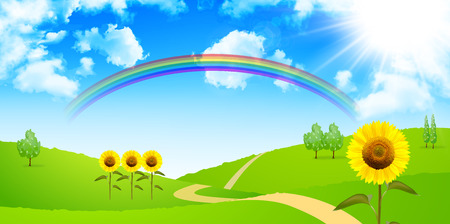 Sunflower sky backgroundのイラスト素材
