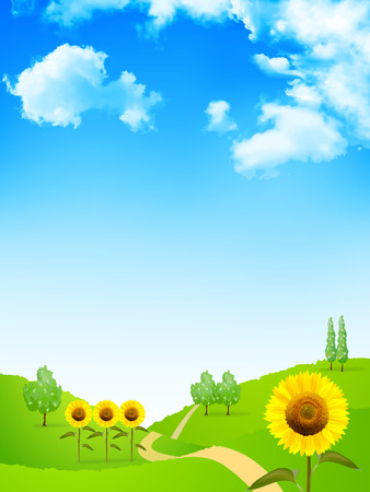 Sunflower sky backgroundのイラスト素材