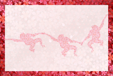 Monkey cherry greeting cardsのイラスト素材