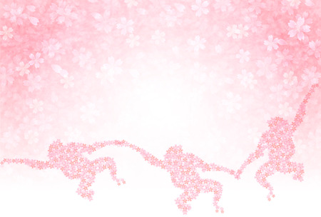 Monkey cherry greeting cardsのイラスト素材