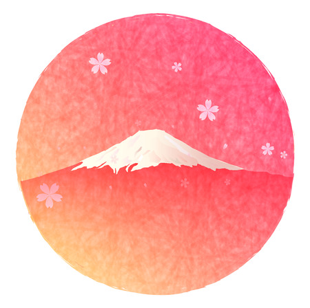 Fuji cherry tree New Year's cardのイラスト素材