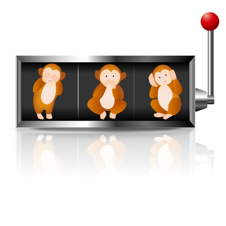 Monkey slot greeting cardsのイラスト素材