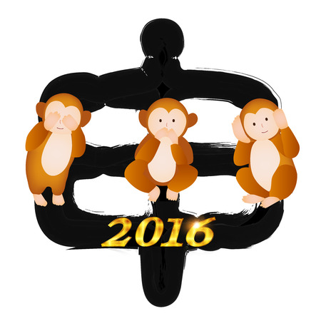 Monkey character greeting cardsのイラスト素材