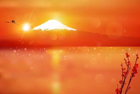 Monkey Fuji New Year's cardのイラスト素材