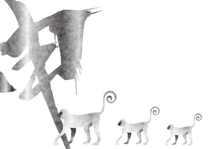 Monkey character greeting cardsのイラスト素材