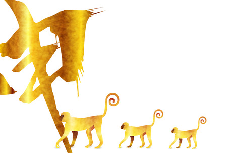 Monkey character greeting cardsのイラスト素材