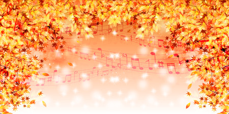 Maple autumn leaves noteのイラスト素材