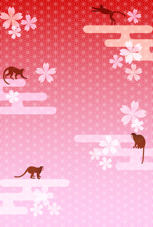 Monkey cherry greeting cardsのイラスト素材