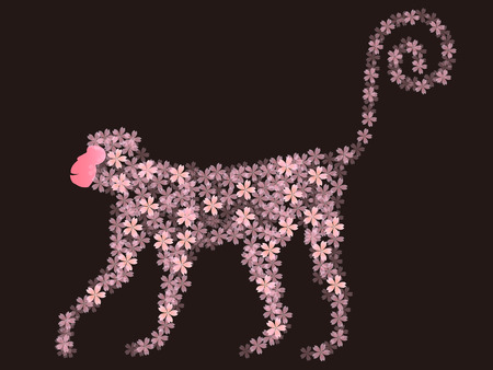 Monkey cherry greeting cardsのイラスト素材