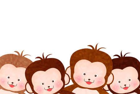Monkey greeting cards backgroundのイラスト素材