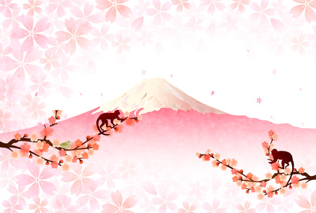 Monkey Fuji New Year's cardのイラスト素材