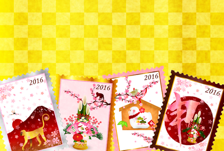 Monkey stamp New Year's cardのイラスト素材