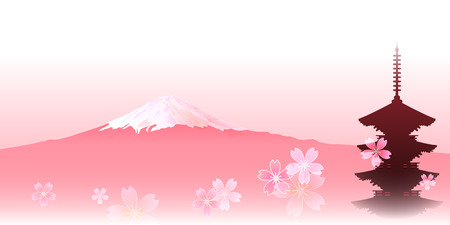 Fuji cherry tree backgroundのイラスト素材