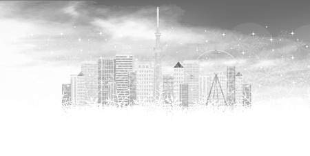 Snow Tokyo backgroundのイラスト素材