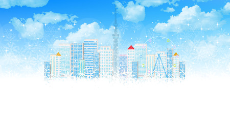 Snow Tokyo backgroundのイラスト素材