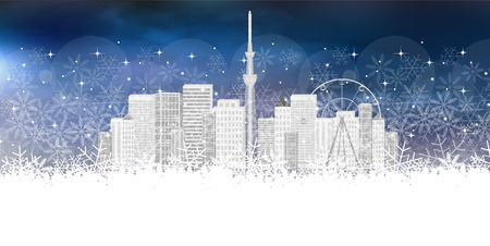 Snow Tokyo backgroundのイラスト素材