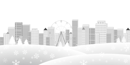 Snow building backgroundのイラスト素材