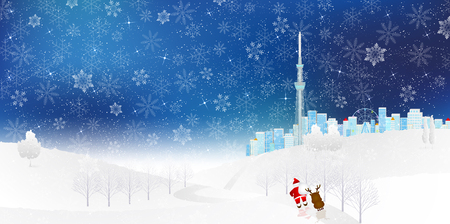 Snow Santa backgroundのイラスト素材