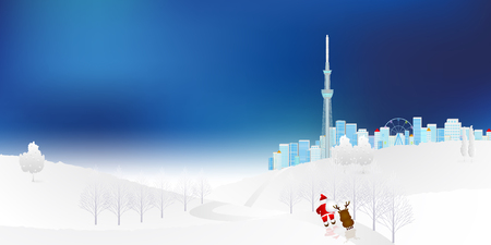 Snow Santa backgroundのイラスト素材