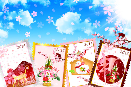 Monkey greeting cards backgroundのイラスト素材