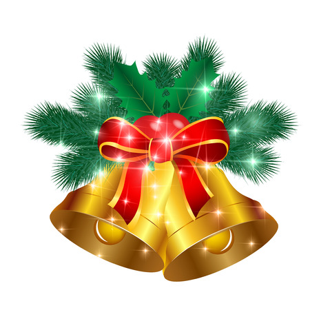 Christmas bell hollyのイラスト素材