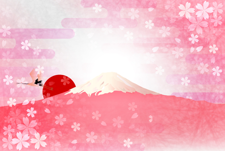 Fuji cherry tree New Year's cardのイラスト素材